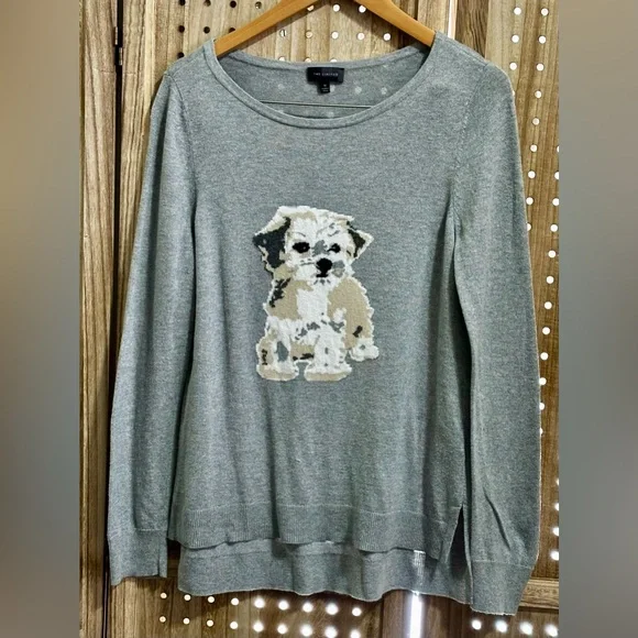 EUC The Limited Gray Sweater with Puppy Dog Maltese 🐶 - Picture 2 of 5